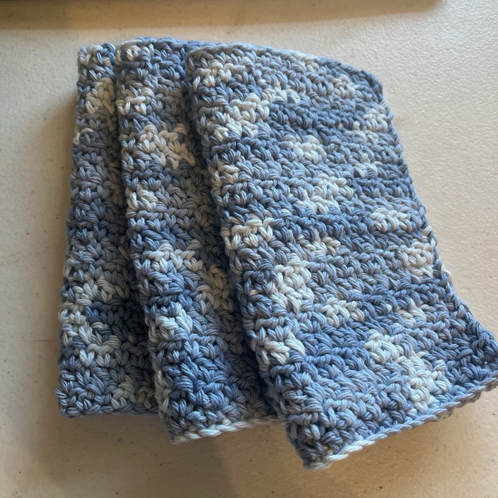 HANDMADE SET OF 3 CROCHET COTTON DISH CLOTHS  *NEW*